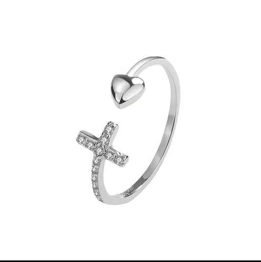 💖 Love Anchored in Faith Ring (Silver & Gold)