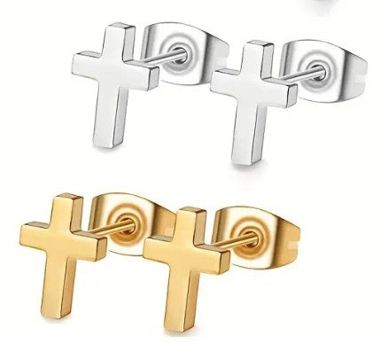 ✨ Infinite Grace™ Cross Studs (Silver & Gold)