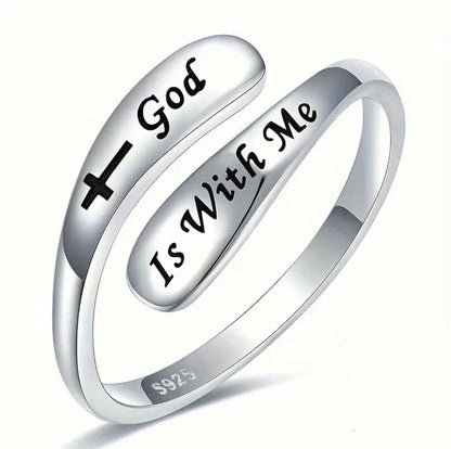 💍 Scripture Sterling Silver Rings — “Faith Over Fear” & “God Is With Me”