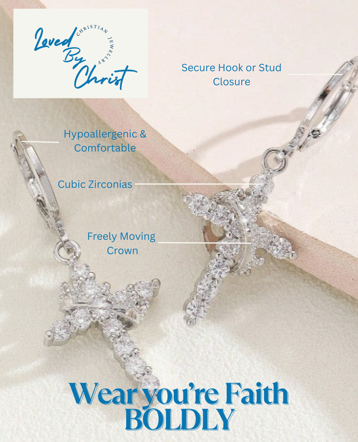 👑 Crowned in Faith™ Cross Earrings (Gold & Silver)