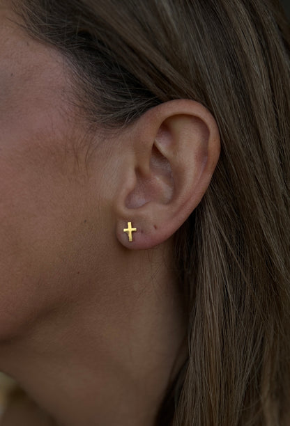 ✨ Infinite Grace™ Cross Studs (Silver & Gold)