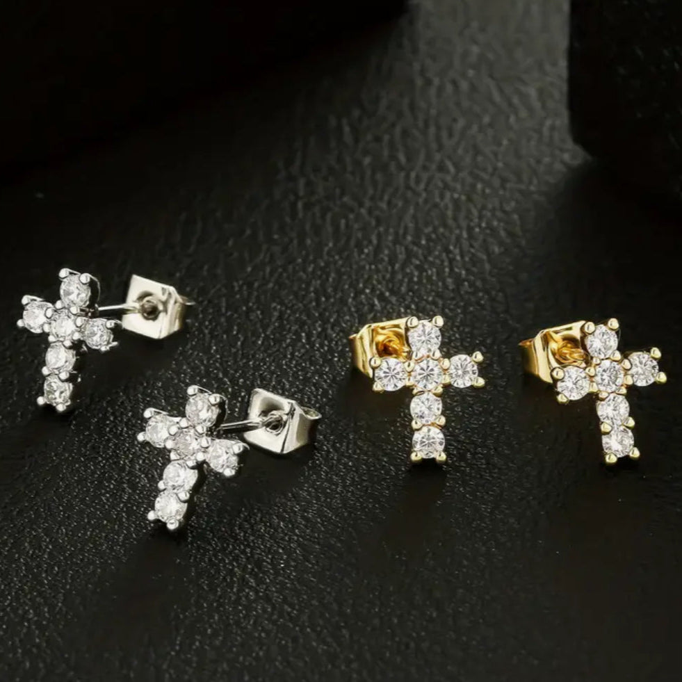 💫 Shine in Faith™ Cross Earrings ( Silver & Gold ) – LovedByChrist