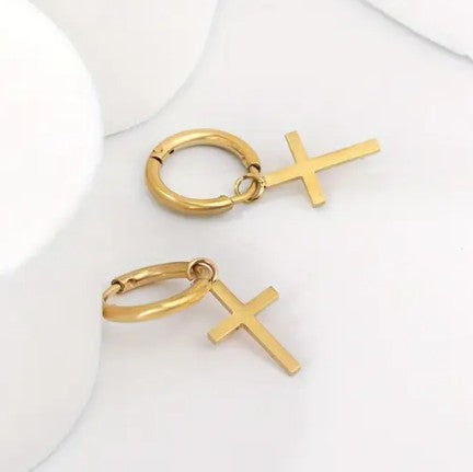 ✨ Gracefully Anchored Cross Earrings (Silver & Gold)