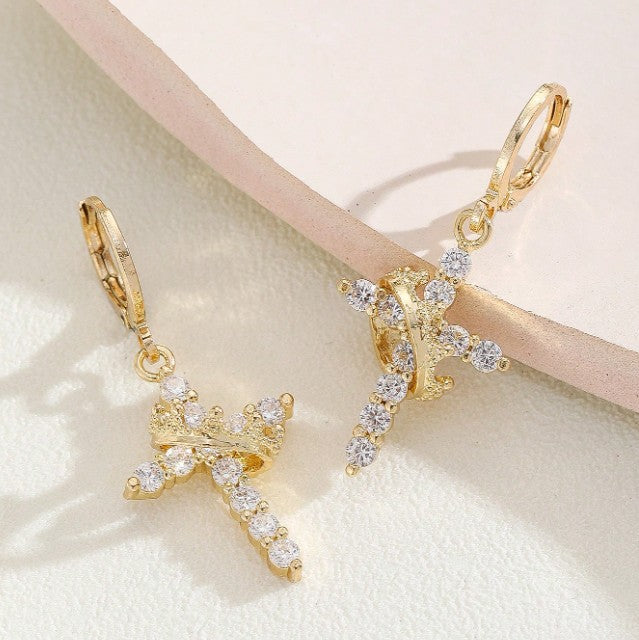 👑 Crowned in Faith™ Cross Earrings (Gold & Silver)