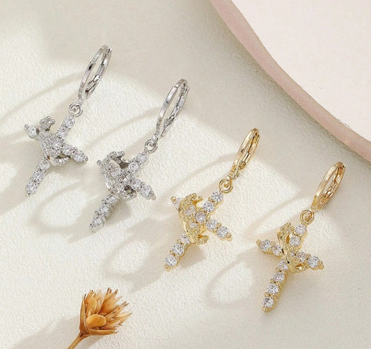 👑 Crowned in Faith™ Cross Earrings (Gold & Silver)