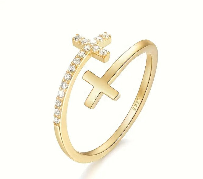 ✝️ Faithfully Joined Cross Ring (Silver & Gold)